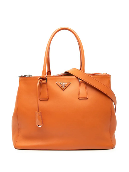  Prada Pre-owned Sac Cabas Galleria Format Moyen En Cuir De Veau Doux à Double Fermeture Zippée (2010-2026) - Orange 