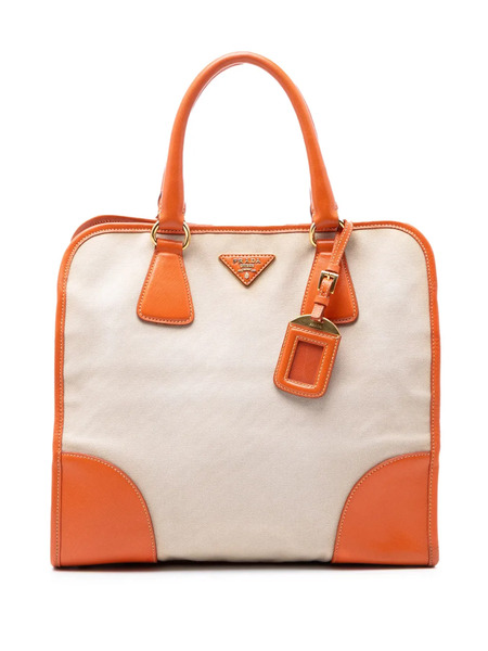  Prada Pre-owned Sac Canapa En Toile à Finitions Saffiano (2010-2026) - Orange 