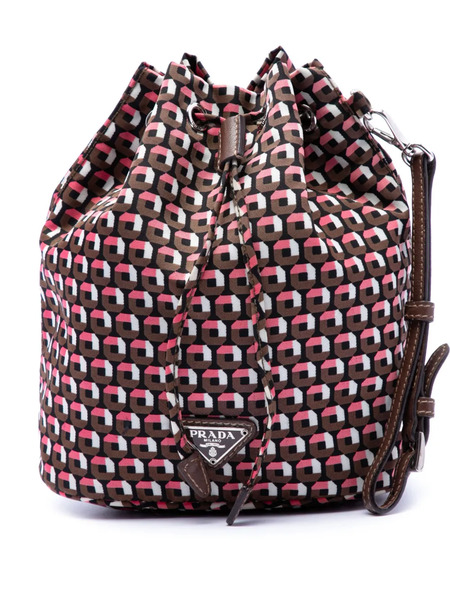  Prada Pre-owned 2000-2013 Tessuto Geometric Print Drawstring Pouch - Marron 