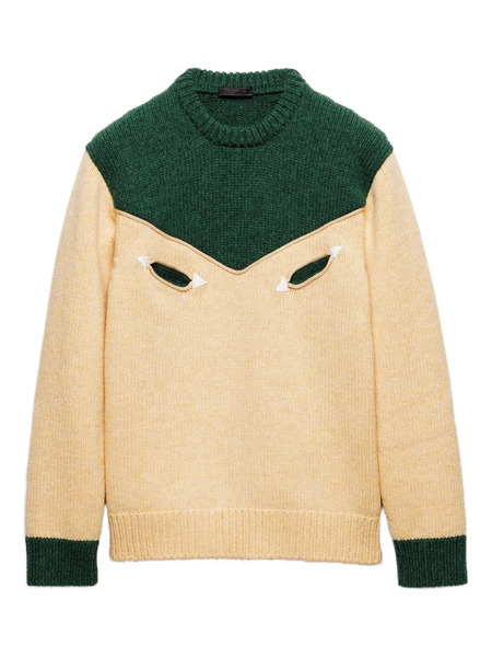  Prada Pull à Bordures Nervurées - Jaune 