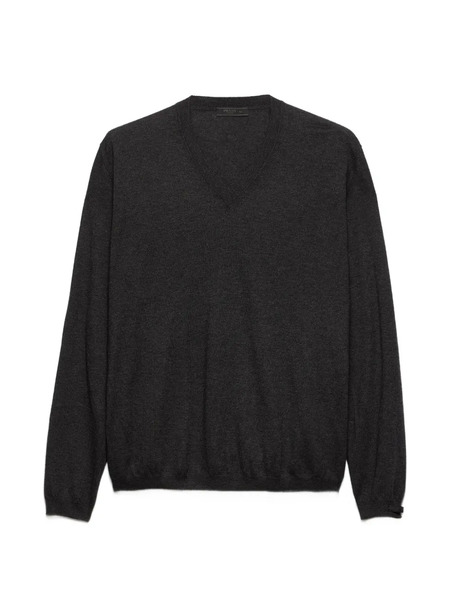  Prada Pull à Col V - Gris 