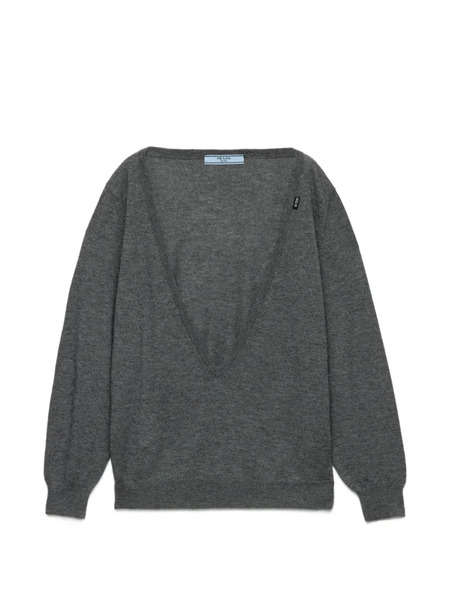  Prada Pull à Col V - Gris 