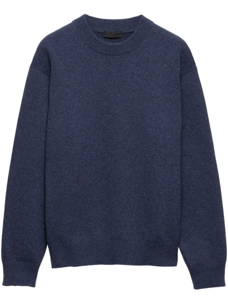  Prada Pull à Logo Brodé - Bleu 