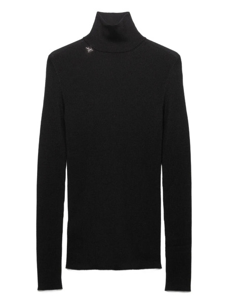 Prada Pull Côtelé à Logo - Noir 