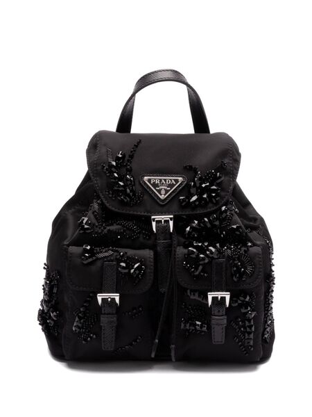  Prada Sac à Dos à Logo Triangle En émail - Noir 