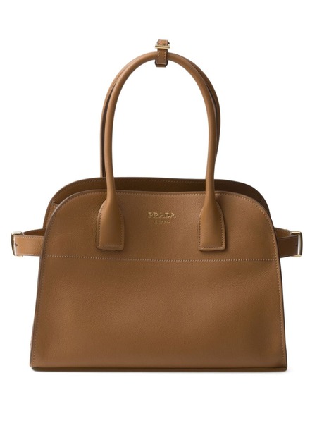  Prada Sac à Main En Cuir à Logo - Marron 
