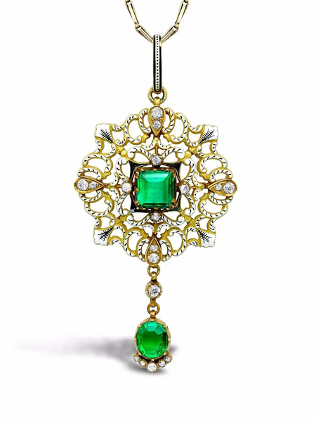  Pragnell Vintage Collier Carlo & Arthur Giuliano En Or 18ct Orné D'émeraudes, De Diamants Et D'émail 