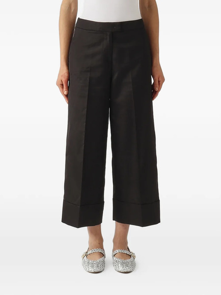  Pt Torino Pressed-crease Turned-up-cuff Trousers - Noir 