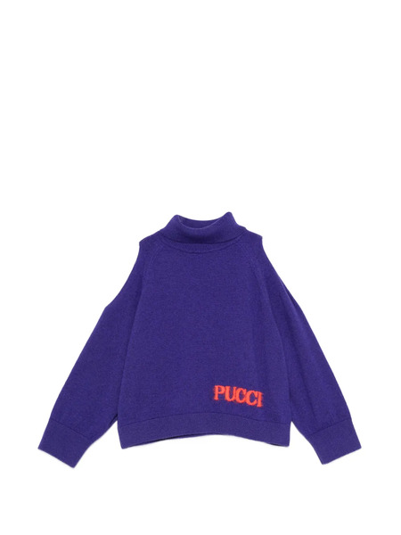  Pucci Junior Cold-shoulder Logo Sweater - Violet 