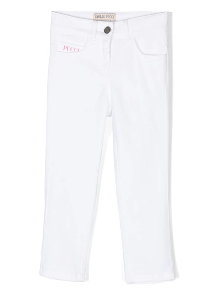  Pucci Junior Pantalon à Patch Logo - Blanc 