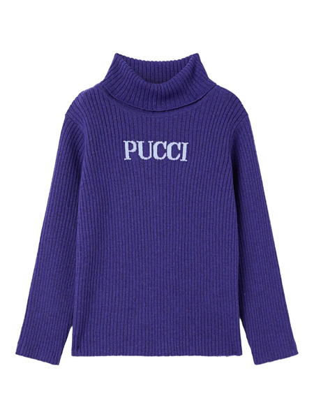  Pucci Junior Pull à Col Roulé - Violet 