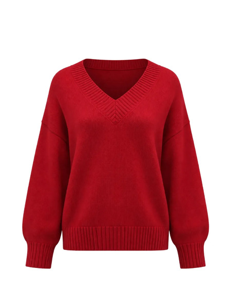  Reformation Pull Jadey à Col V - Rouge 