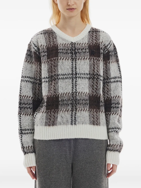  Rest&recreation Check-pattern Hairy Sweater - Blanc 