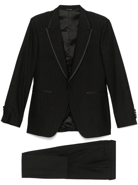 Reveres 1949 Costume Trois Pièces à Fines Rayures - Noir 