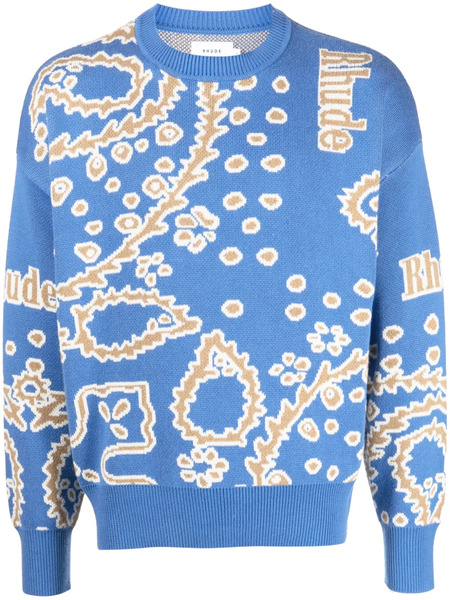  Rhude Pull à Logo Intarsia - Bleu 