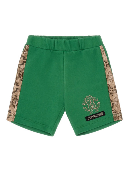  Roberto Cavalli Junior Short à Logo Sur Le Côté - Vert 