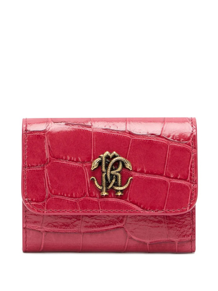  Roberto Cavalli Portefeuille à Effet Peau De Crocodile - Rouge 