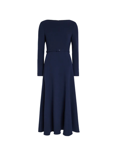  Roland Mouret Robe Mi-longue Ceinturée à Manches Longues - Bleu 