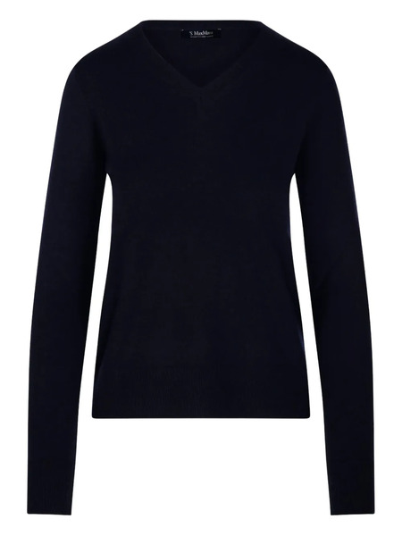  's Max Mara Pull à Col V - Bleu 