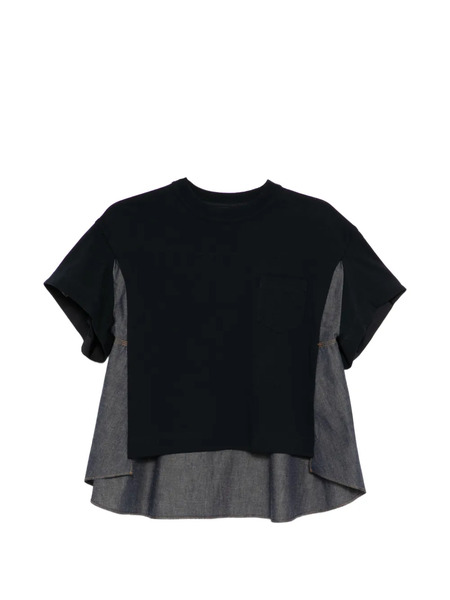  Sacai T-shirt En Coton à Coutures Apparentes - Bleu 