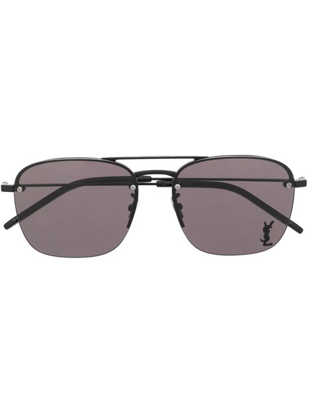 Saint Laurent Eyewear Lunettes De Soleil à Plaque Logo - Noir 