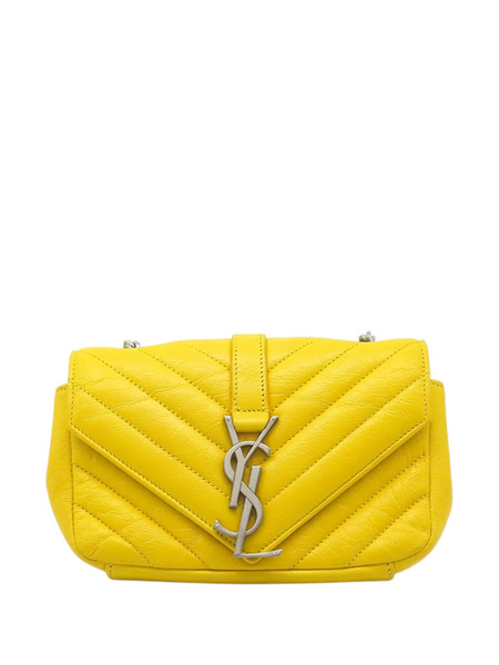  Saint Laurent Pre-owned 2013-2026 Baby Chevron Calfskin Monogram Classic Chain Bag Crossbody Bag - Jaune 