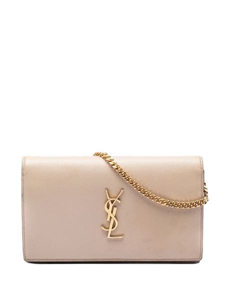  Saint Laurent Pre-owned 2015 Grain De Poudre Monogram Kate Wallet On Chain Crossbody Bag - Tons Neutres 
