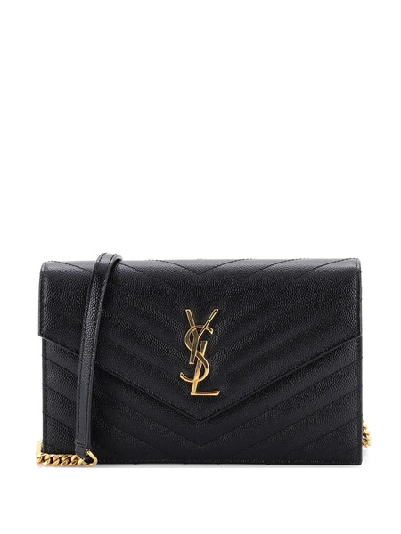  Saint Laurent Pre-owned Petit Sac à Bandoulière Classic Monogram Wallet On Chain Matelasse Chevron En Cuir - Noir 