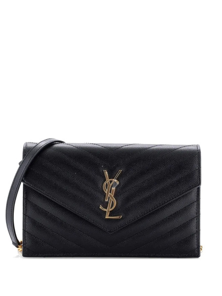  Saint Laurent Pre-owned Petit Sac à Bandoulière Classic Monogram Wallet On Chain Matelasse Chevron En Cuir - Noir 