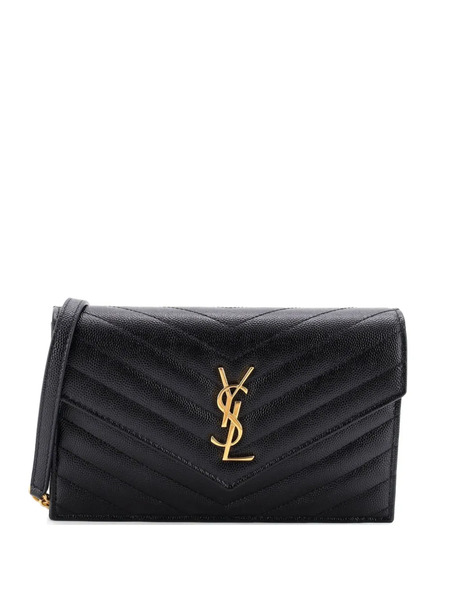  Saint Laurent Pre-owned Petit Sac à Bandoulière Classic Monogram Wallet On Chain Matelasse Chevron En Cuir - Noir 