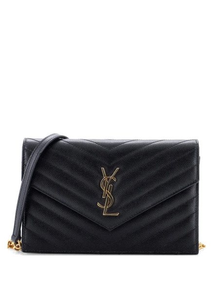  Saint Laurent Pre-owned Petit Sac à Bandoulière Classic Monogram Wallet On Chain Matelasse Chevron En Cuir - Noir 