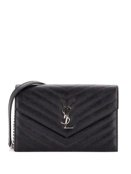  Saint Laurent Pre-owned Petit Sac à Bandoulière Classic Monogram Wallet On Chain Matelasse Chevron En Cuir - Noir 