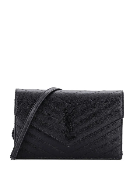  Saint Laurent Pre-owned Petit Sac à Bandoulière Classic Monogram Wallet On Chain Matelasse Chevron En Cuir - Noir 