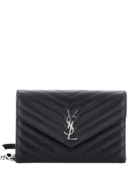  Saint Laurent Pre-owned Petit Sac à Bandoulière Classic Monogram Wallet On Chain Matelasse Chevron En Cuir - Noir 