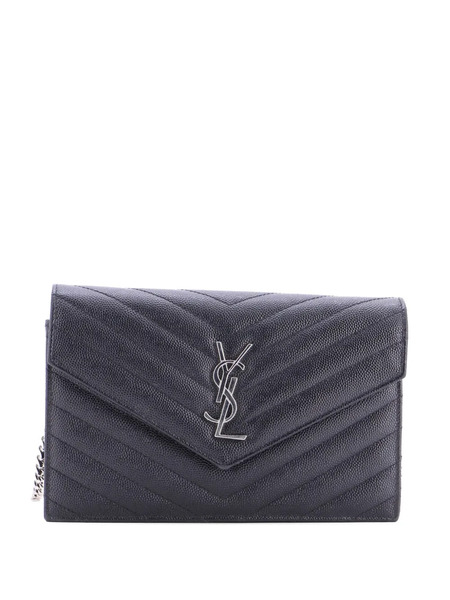  Saint Laurent Pre-owned Petit Sac à Bandoulière Classic Monogram Wallet On Chain Matelasse Chevron En Cuir - Noir 