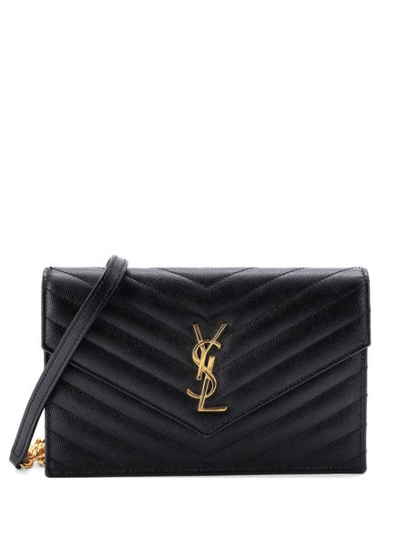  Saint Laurent Pre-owned Petit Sac à Bandoulière Classic Monogram Wallet On Chain Matelasse Chevron En Cuir - Noir 
