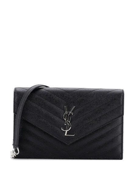  Saint Laurent Pre-owned Petit Sac à Bandoulière Classic Monogram Wallet On Chain Matelasse Chevron En Cuir - Noir 