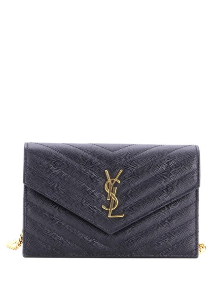  Saint Laurent Pre-owned Petit Sac à Bandoulière Classic Monogram Wallet On Chain Matelasse Chevron En Cuir - Noir 