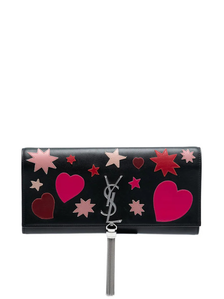  Saint Laurent Pre-owned Pochette Kate à Design Patchwork étoile Et Cœur En Cuir Monogrammé Médium (2016) - Noir 