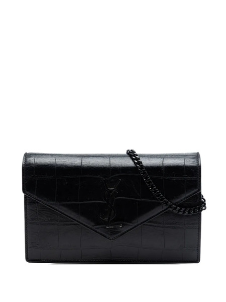  Saint Laurent Pre-owned Sac à Bandoulière Monogrammé à Effet Peau De Crocodile Monochrome (2017) - Noir 