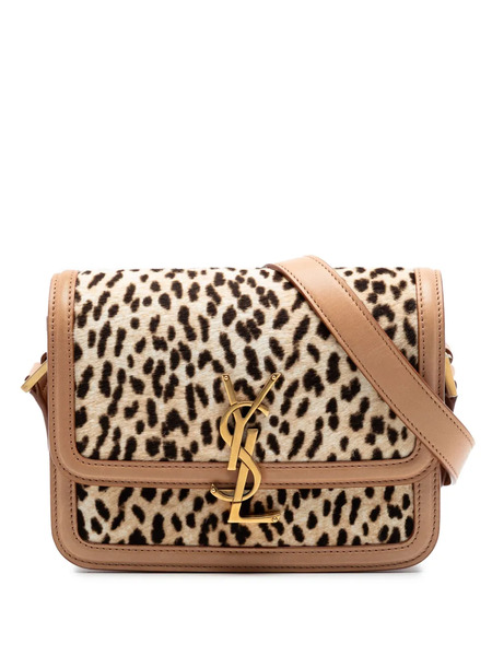  Saint Laurent Pre-owned 2021 Small Calf Hair Leopard Print Solferino Satchel In Box Crossbody Bag - Tons Neutres 