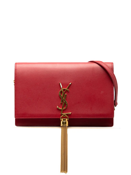  Saint Laurent Pre-owned 2017 Smooth Calfskin Monogram Kate Tassel Wallet On Chain Crossbody Bag - Rouge 