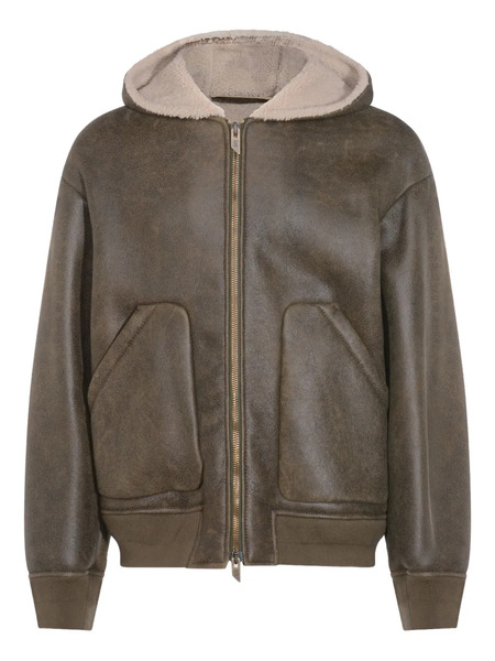  Salvatore Santoro Veste Zippée En Cuir à Capuche - Vert 