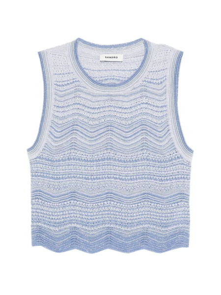  Sandro Brassière En Maille à Motif Géométrique - Bleu 