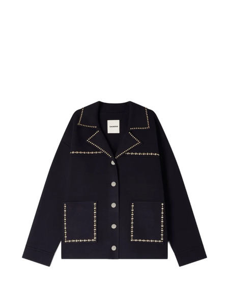  Sandro Cardigan à Studs Col Tailleur - Bleu 