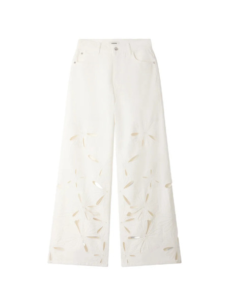  Sandro Jean Ample à Fleurs - Blanc 