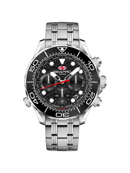  Seapro Montre Mondial Timer 44 Mm - Noir 