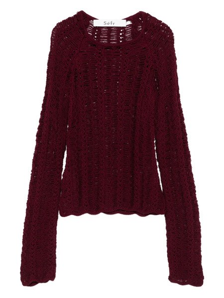  Séfr Pull En Maille Ajourée - Rouge 