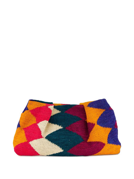  Sensi Studio Pochette Sisal à Losanges - Jaune 