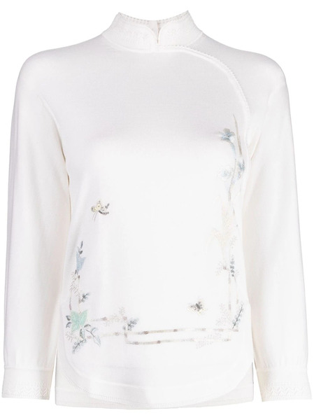  Shiatzy Chen Pull Renascent Collection à Fleurs - Blanc 